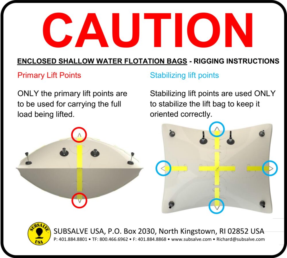 subsalve enclosed flotation bag caution